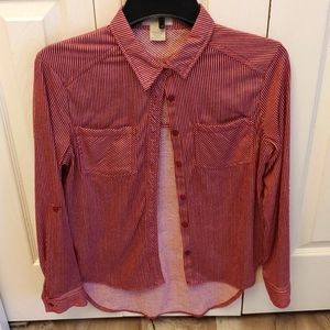Red & Ivory stripe button up shirt size small